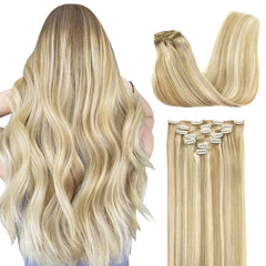 GOO GOO Clip-in Hair Extensions Real Human Hair showcase natural blend for everyday volume.