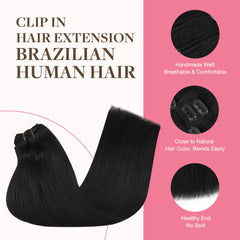 GOO GOO clip in hair extensions straight style seamless finish.