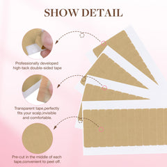 GOO GOO double-sided hair tape provides strong hold without visible bulk.
