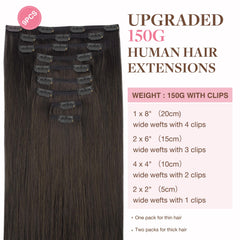 GOO GOO Remy human hair clip-ins clip-detail with silky texture and minimal tangling.