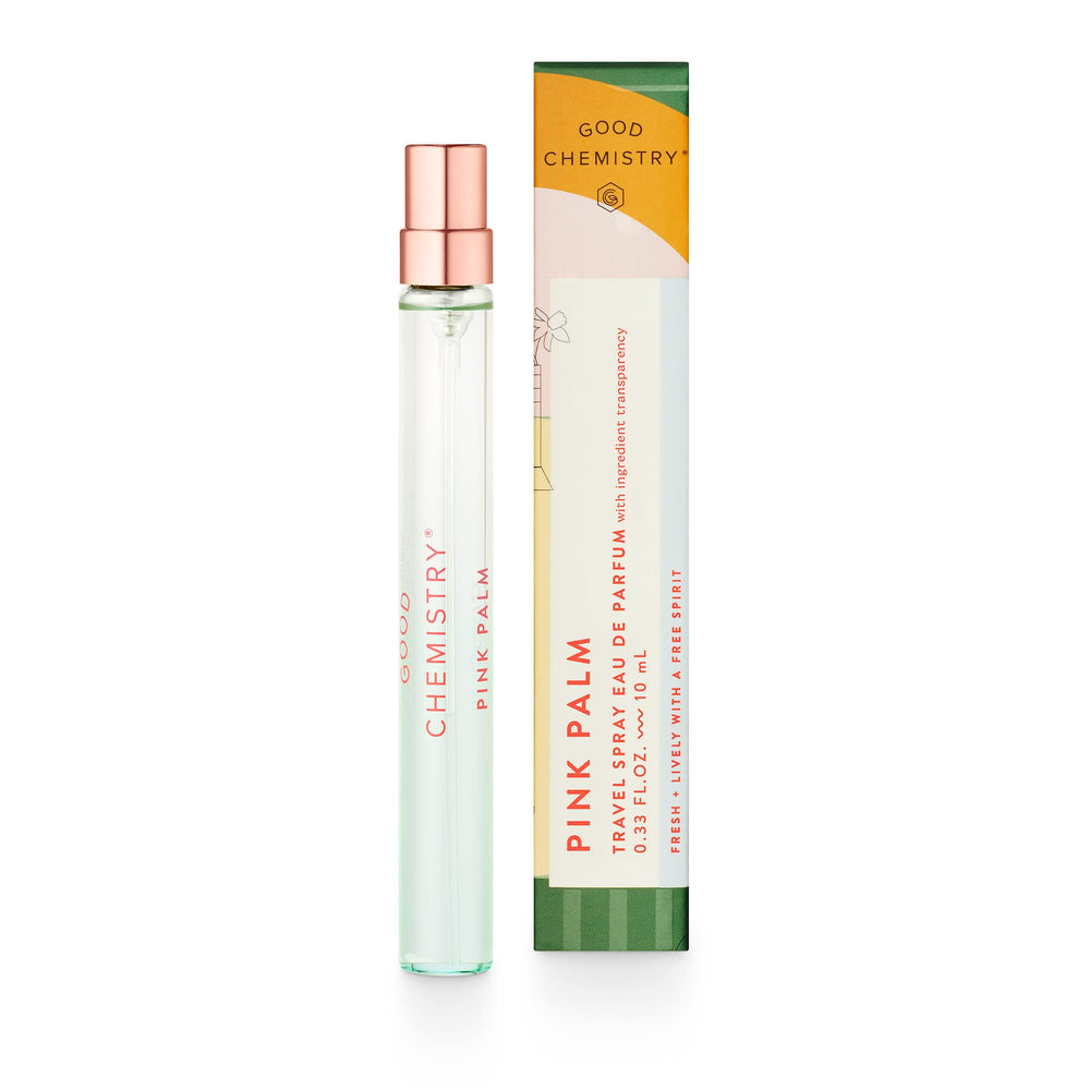 Good Chemistry Pink Palm travel spray front view for on-the-go freshness