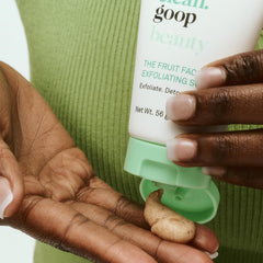 good.clean.goop Fruit Scrub texture closeup shows creamy base with gentle beads for smoothing