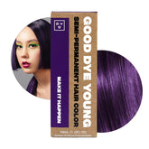 Good Dye Young eggplant purple dye bottle close-up for vibrant conditioning color.