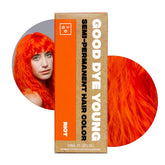 Good Dye Young Riot bottle front highlights neon orange pigment for bold festival-ready color.