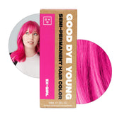 Good Dye Young pink hair dye bottle delivers vibrant color with long-lasting fade up to 24 washes.