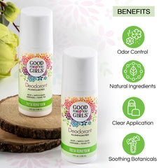 Good For You Girls deodorant invisible roll-on for no visible residue after application.