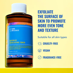 Applying Good Molecules Glycolic Exfoliating Toner onto skin using a cotton pad.