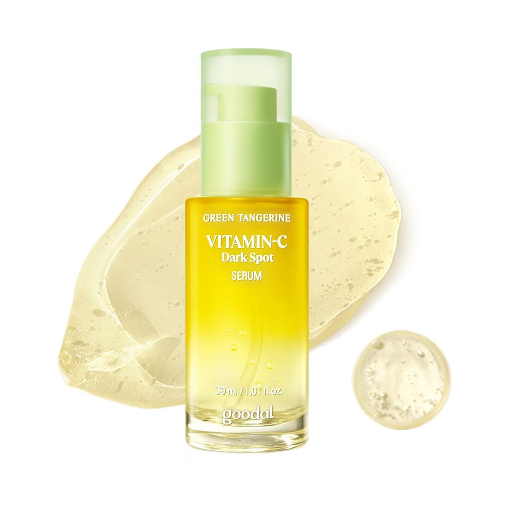 GOODAL Green Tangerine Serum bottle close-up highlighting brightness.