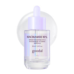 GOODAL Green Tangerine Vita C Niacinamide ampoule bottle for radiant texture and hydration.