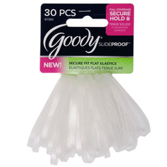 GOODY sp-4mm latex elastic clear 30ct in package for secure hair styling.