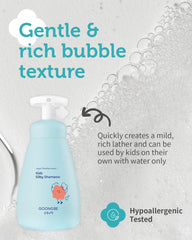 GOONGBE Kids' Silky Shampoo after-wash hair close-up — silky softness