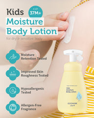 GOONGBE Kids Moisture Body Lotion cream texture closeup demonstrates lightweight absorption.