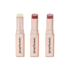 Goop Beauty Lip Balm Trio box showcases three full-size balms for daily hydration.