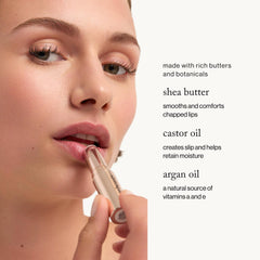 Goop Beauty Lip Balm Trio clear swatch highlights transparent hydrating option.