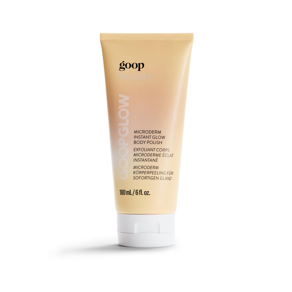 Goop Beauty Microderm Body Polish packaging showcasing premium exfoliation for at-home spa-like routines.