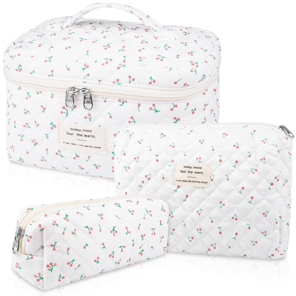 Gosect large makeup bag set with floral pattern, open view for quick access.
