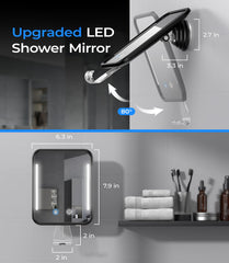 Gospire shower mirror suction cup mount enables easy no-drill installation.