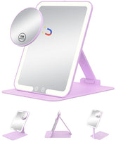 Gospire travel makeup mirror folded-compact shows portable travel use with easy packing in a velvet bag.