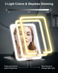 Gospire travel makeup mirror offers three light colors for flattering tones.