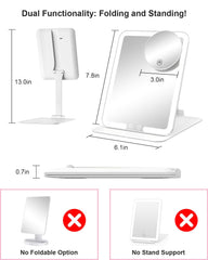Gospire travel mirror 180-degree stand enabling flexible angles for makeup.