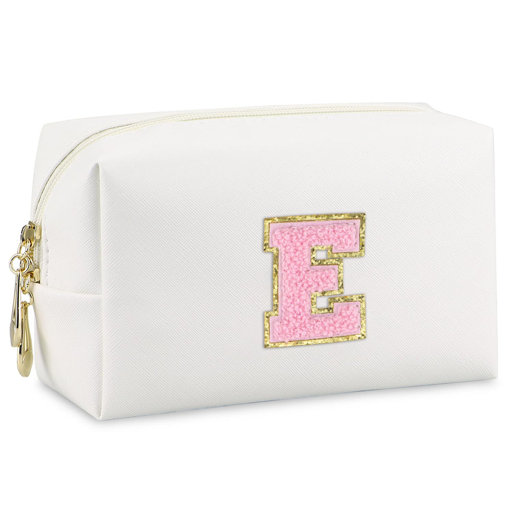 Gosuoa initial makeup bag front view demonstrates compact daily-cosmetics storage.