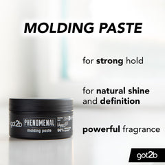 Got2B Phenomenal Moulding Paste label closeup shows premium formula and light fragrance.