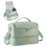GR69N Nail Polish Organizer Case green front view—portable and stylish travel-ready storage.