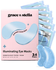Grace & Stella blue under-eye patches energize tired eyes with cooling hydration.