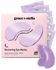 Grace & Stella packaging in purple for retinol under-eye patches shows premium gift-ready presentation.