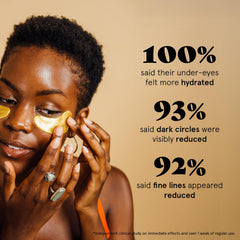 Grace & Stella under-eye patches applying close-up for soothing hydration and smoothing fine lines.