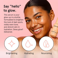 Grace & Stella Vitamin C Serum application pump demonstrates easy, hydrating use.
