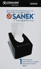 Graham Sanek Dispenser front view enables easy neck-strip retrieval