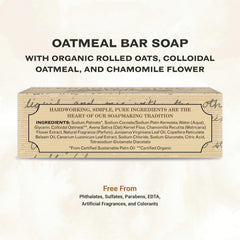 The Grandpa Soap Company Oatmeal Bar Soap with rolled oats visible provides natural exfoliation.