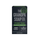 Grandpa Soap Company pine tar soap bar closeup shows rugged texture for everyday cleansing.