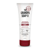 The Grandpa Soap Company rosemary-lemongrass shampoo bottle promotes clean, refreshed hair after daily use.