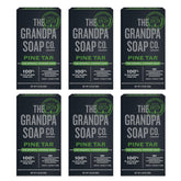 The Grandpa Soap Company Pine Tar Bar Soap pack-shot emphasizes value and long-lasting cleansing.