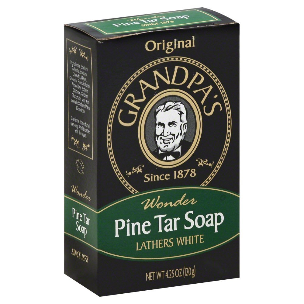 Grandpa's Pine Tar soap six-pack bars for rugged outdoor cleansing.