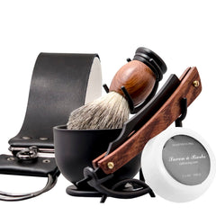 Grandslam straight razor kit closeup for precise traditional shaving