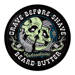 Grave Before Shave 4oz container highlights generous size for long-lasting beard conditioning.