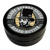 Grave Before Shave beard butter container shows 4 oz size for easy daily conditioning.