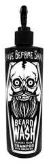 Grave Before Shave beard wash 16oz pump-top bottle front showing clean label for easy grooming.