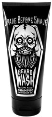 Grave Before Shave Beard Wash Shampoo bottle shows argan oil hydration for a healthy beard.