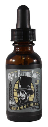 Grave Before Shave Gentlemens Blend beard oil bottle nourishes the beard.