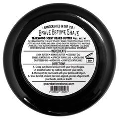 Grave Before Shave teakwood beard butter 4oz jar – generous container for daily use
