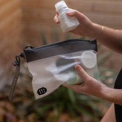Gravel The Pouch quart-size bag fits in carry-ons, ideal for minimalist trips