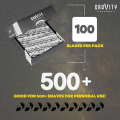 GRAVITY RAZORS Swedish steel blades close up showing edge sharpness