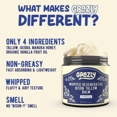 Texture detail of Grazly balm as it glides onto skin with quick absorption