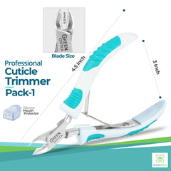 Green Estetica cuticle nippers with sharp blades for precise cuticle removal