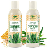 Green Leaf Naturals eczema shampoo bottle with soothing aloe vera for dry scalp relief.