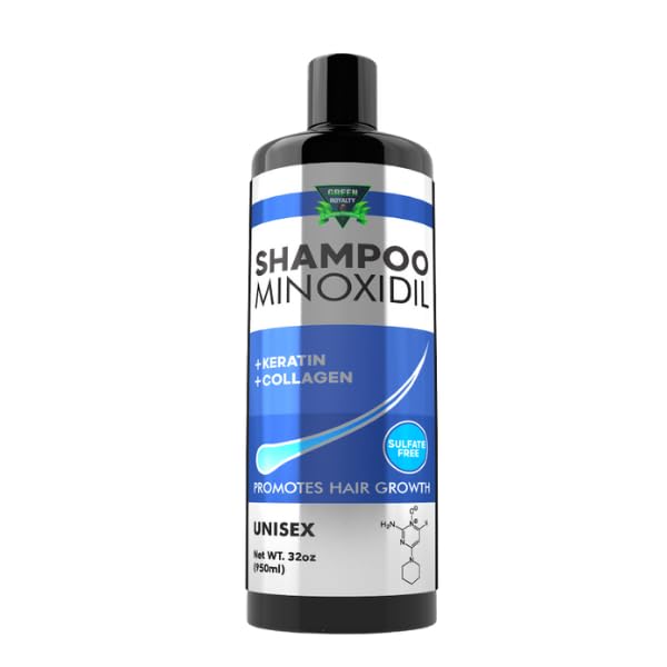 green royalty minoxidil shampoo bottle showcasing sulfate-free daily cleansing